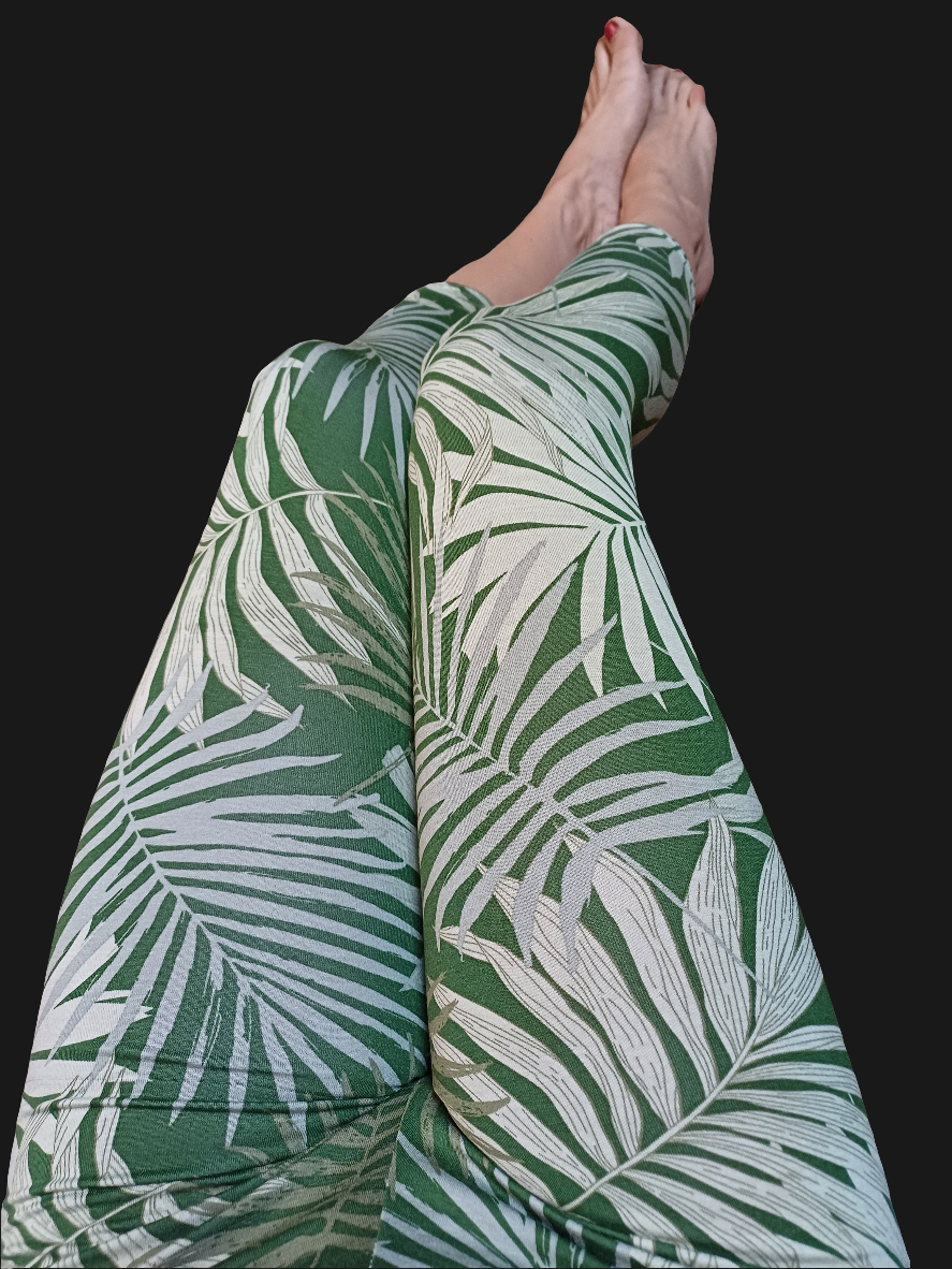 Summer Leggings- green leaves