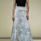 Midi Skirt White Leaves